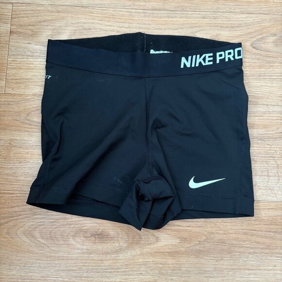 Nike Pro Athletic Mid Rise Fitted Spandex Training Shorts Black Women’s Size M - Picture 1 of 7